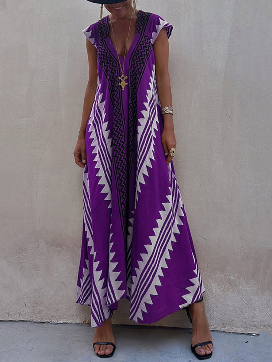 Boho - Robe sans manches à col en V