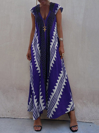 Boho - Robe sans manches à col en V