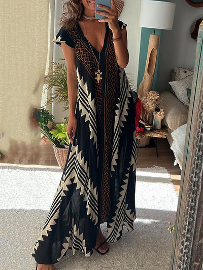 Boho - Robe sans manches à col en V