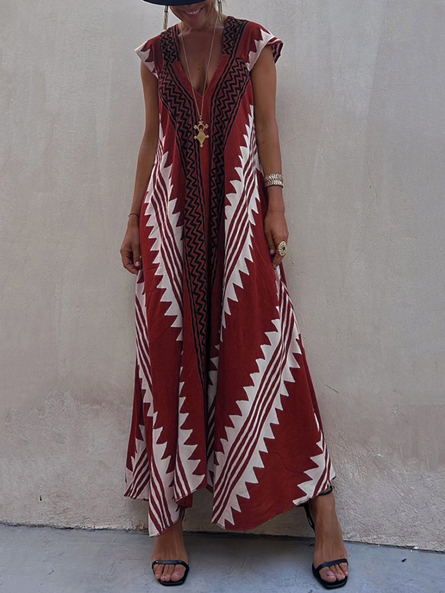 Boho - Robe sans manches à col en V