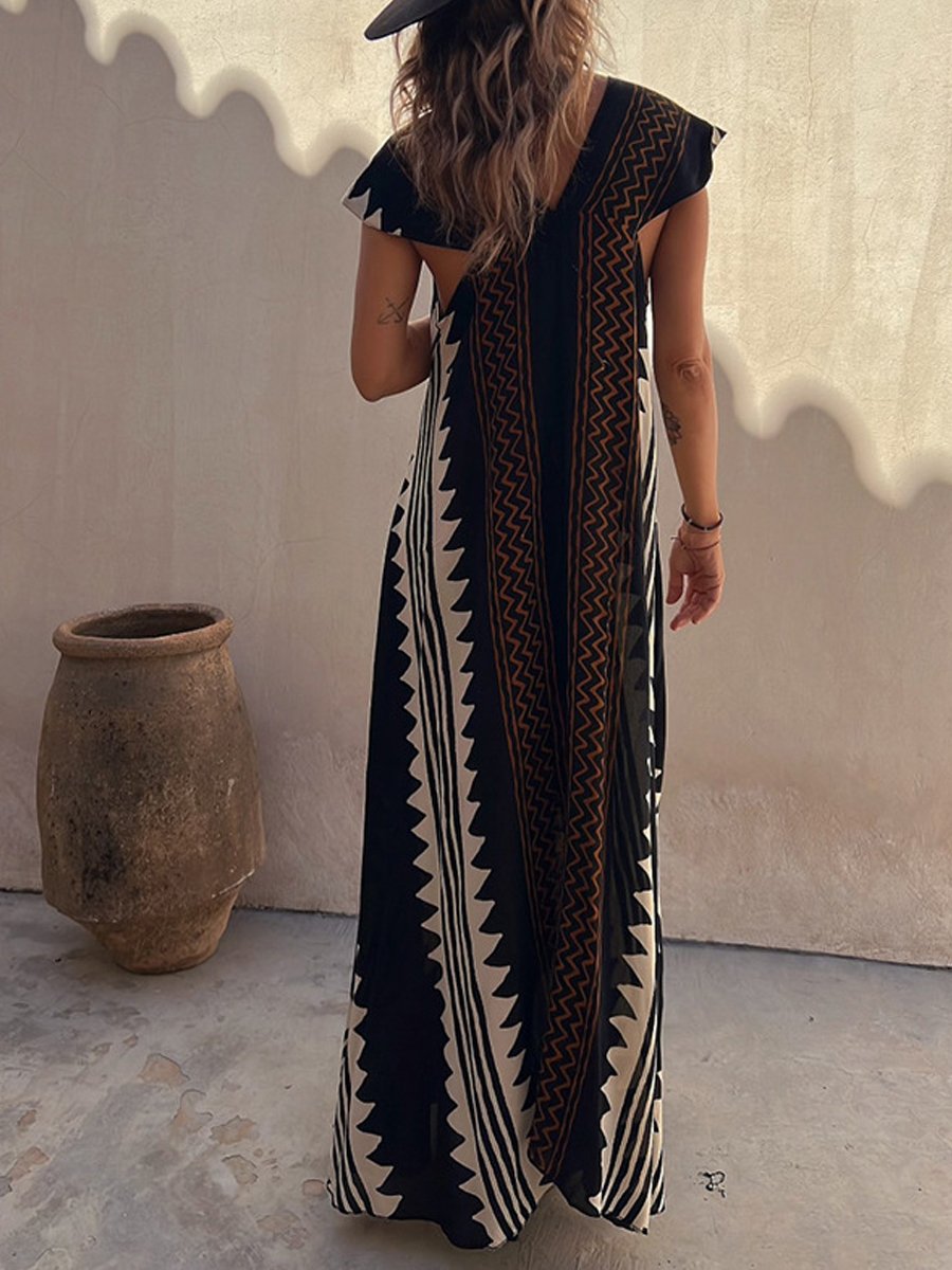 Boho - Robe sans manches à col en V