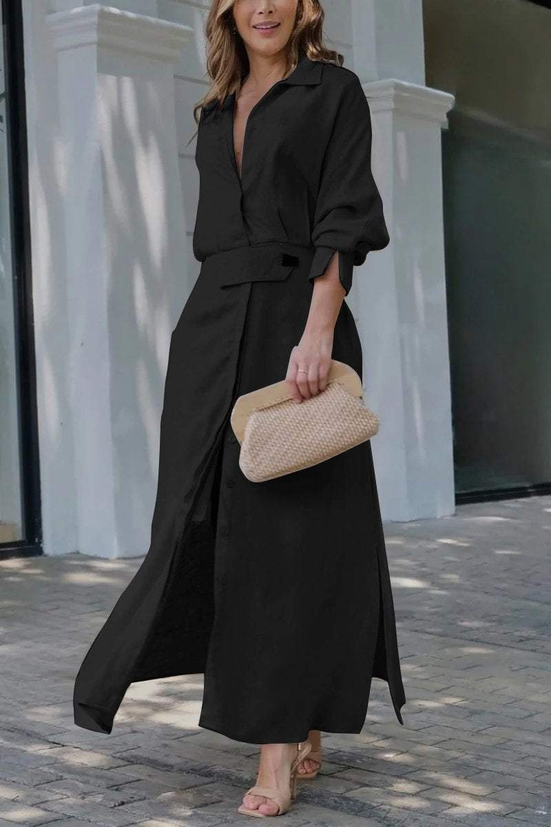 Jeanette – Robe longue à encolure en V