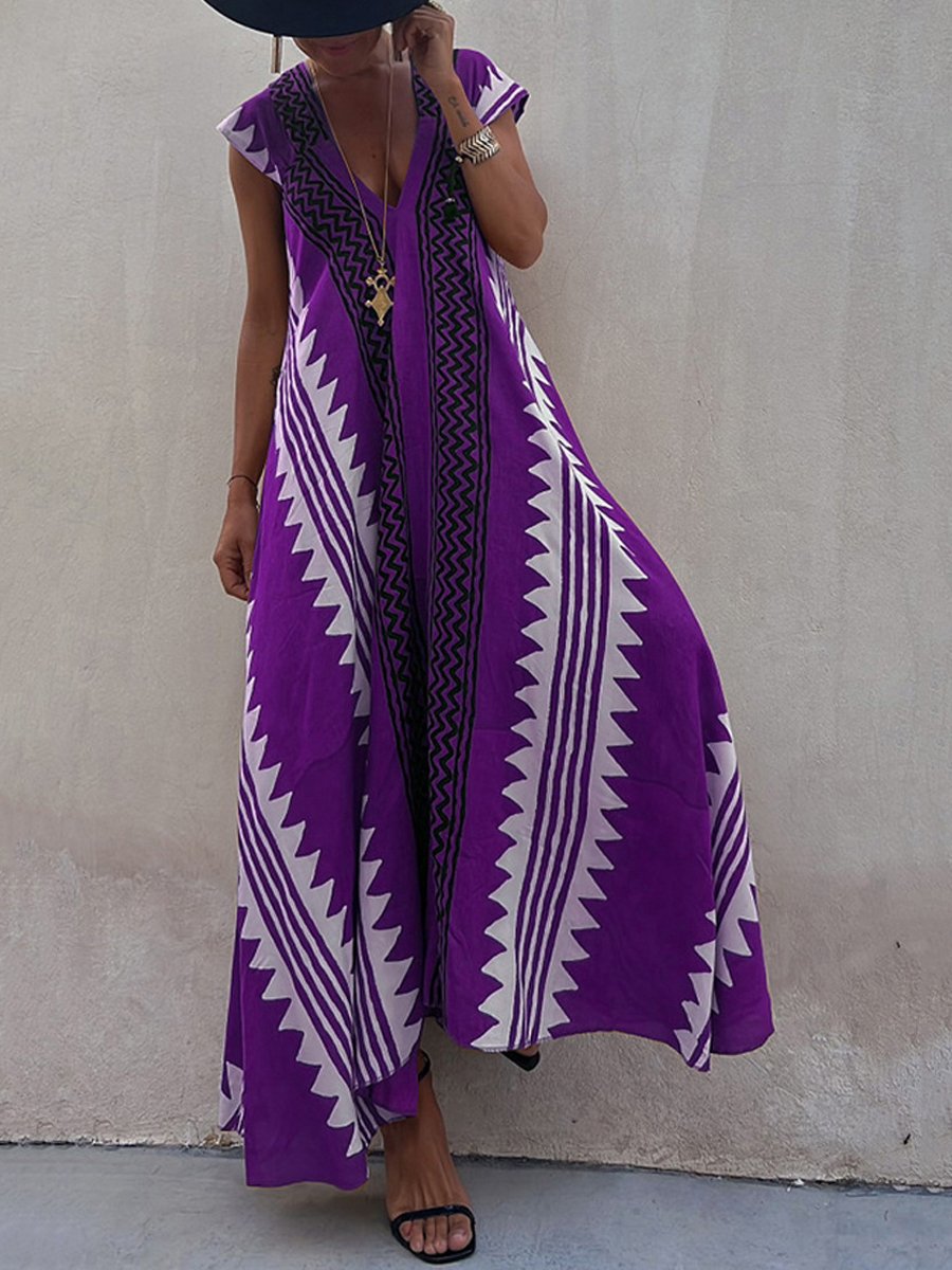 Boho - Robe sans manches à col en V