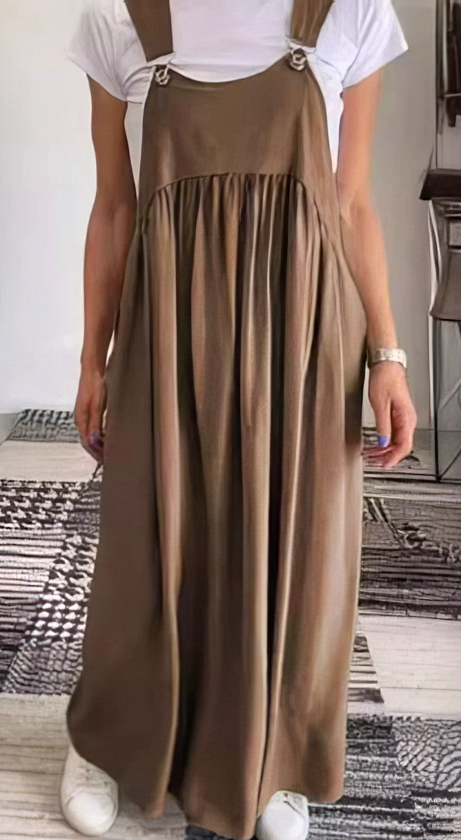 Grace – Robe Décontractée à Bretelles et Couleur Unie