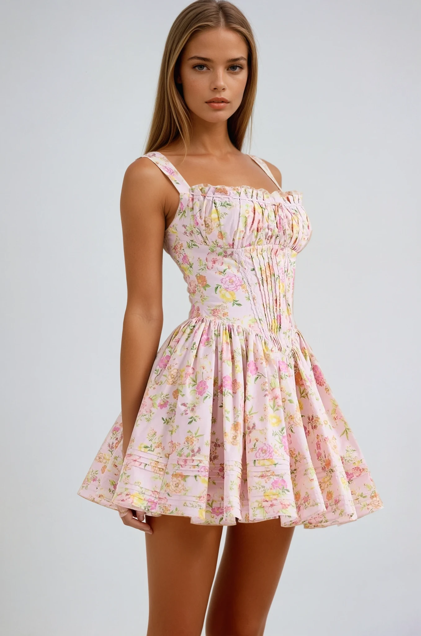 Lynn - Robe mini corset fleurie