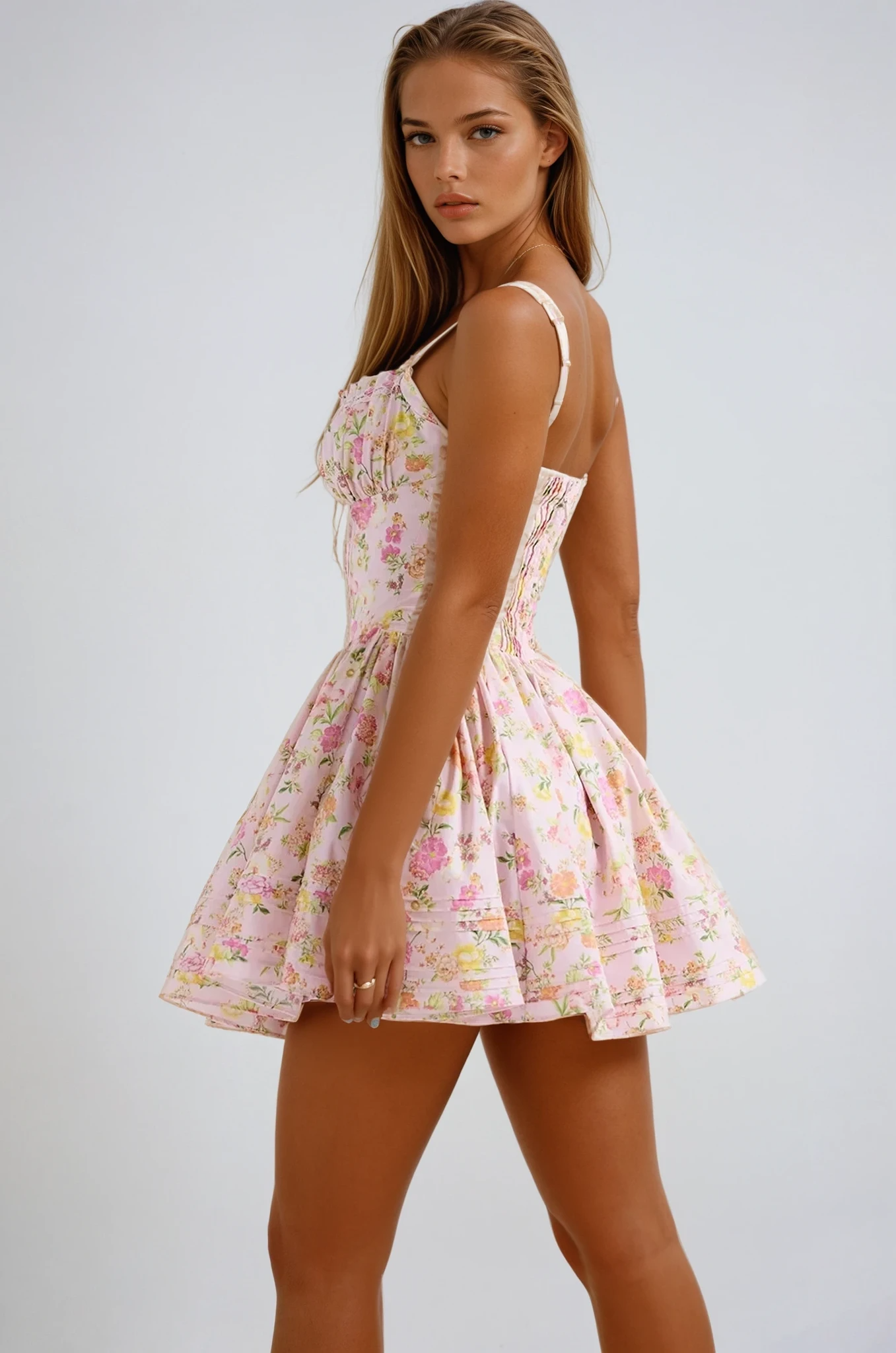 Lynn - Robe mini corset fleurie