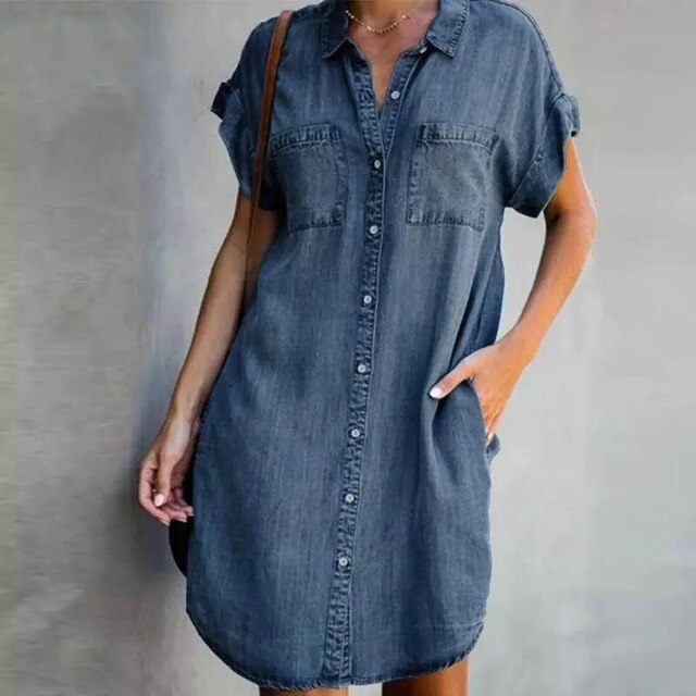 Lise - Robe chemise en denim moderne