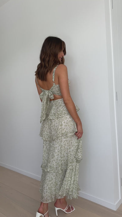 Isadora – Robe maxi fleurie en douceur pêche
