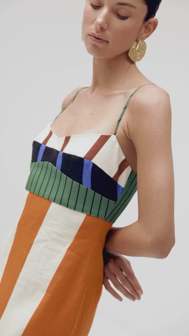 Paloma – Robe longue à rayures colorées