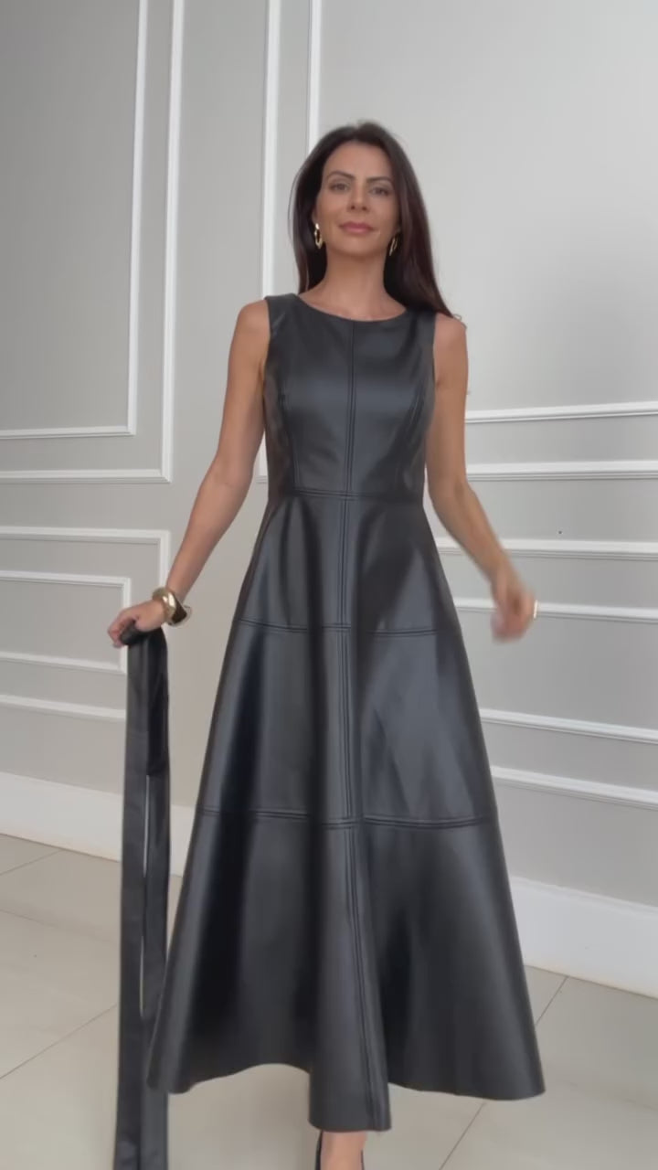 Valentina - Robe Midi en Similicuir