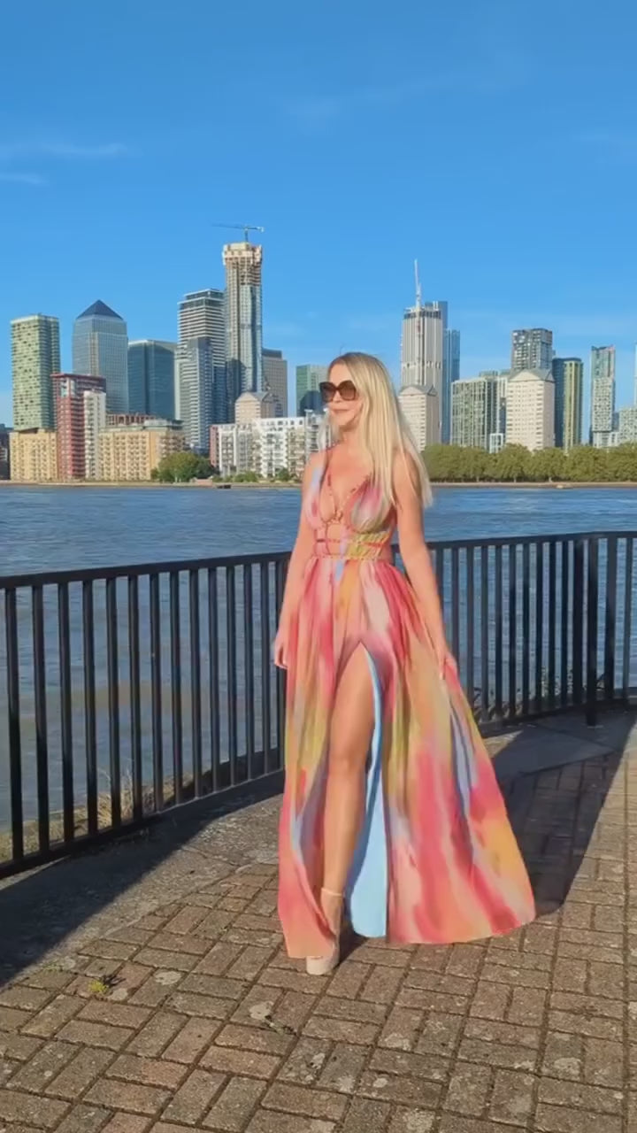 Freya - Robe Longue Peinte à la Main