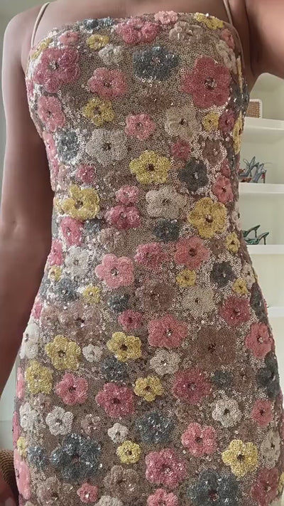 Selviana - Robe longue à sequins floraux