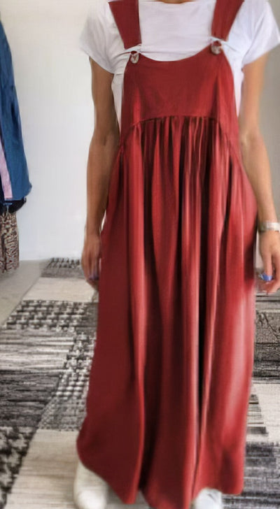 Grace – Robe Décontractée à Bretelles et Couleur Unie