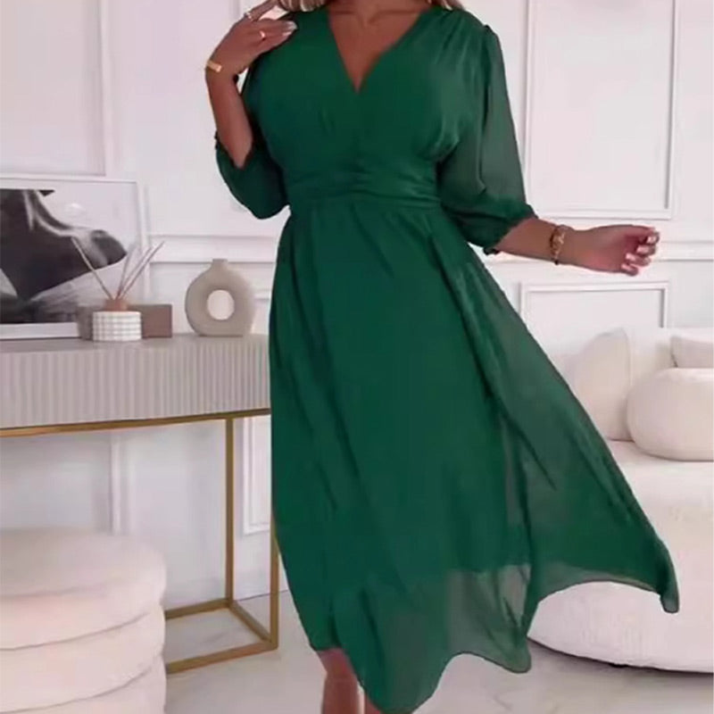 Nalia - Robe Légère en Chiffon à Col V