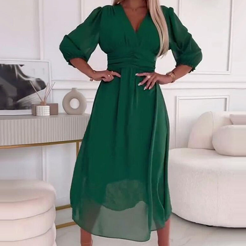 Nalia - Robe Légère en Chiffon à Col V
