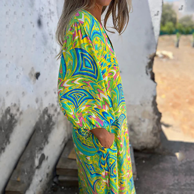 Maïka – Robe Longue Féminine avec Poches Pratiques