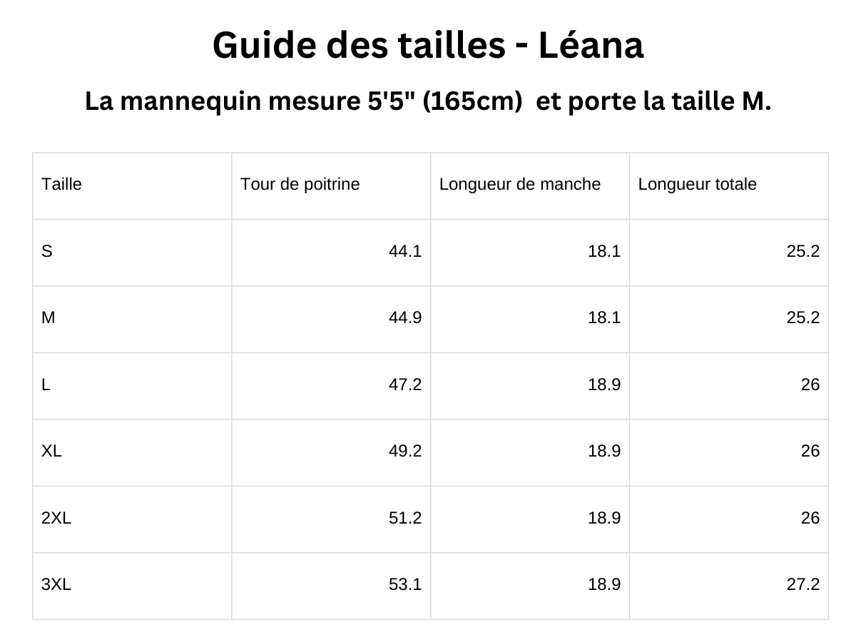Guide des tailles