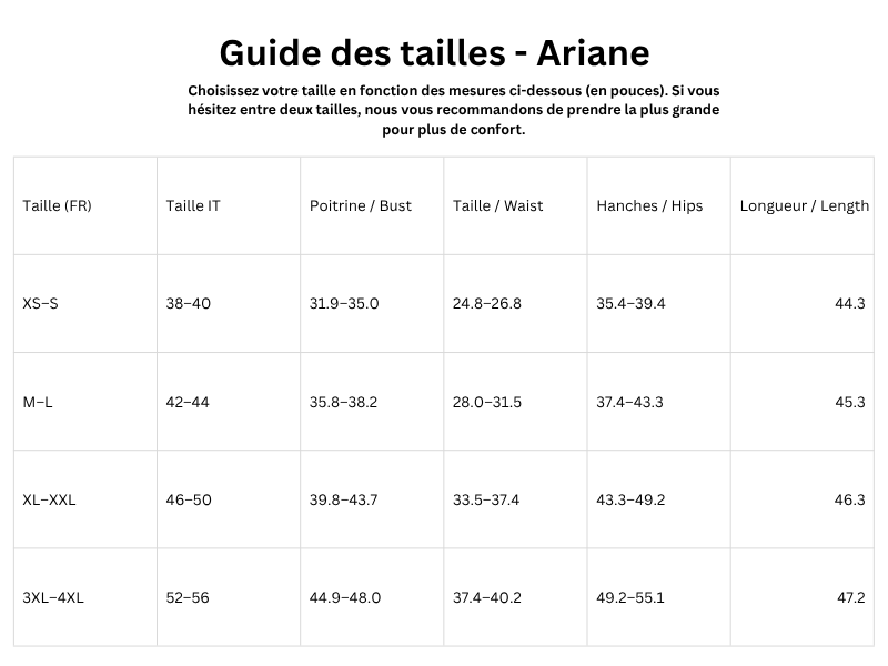 Guide des tailles