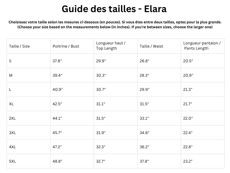 Guide des tailles