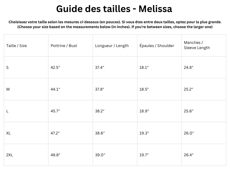 Guide des tailles