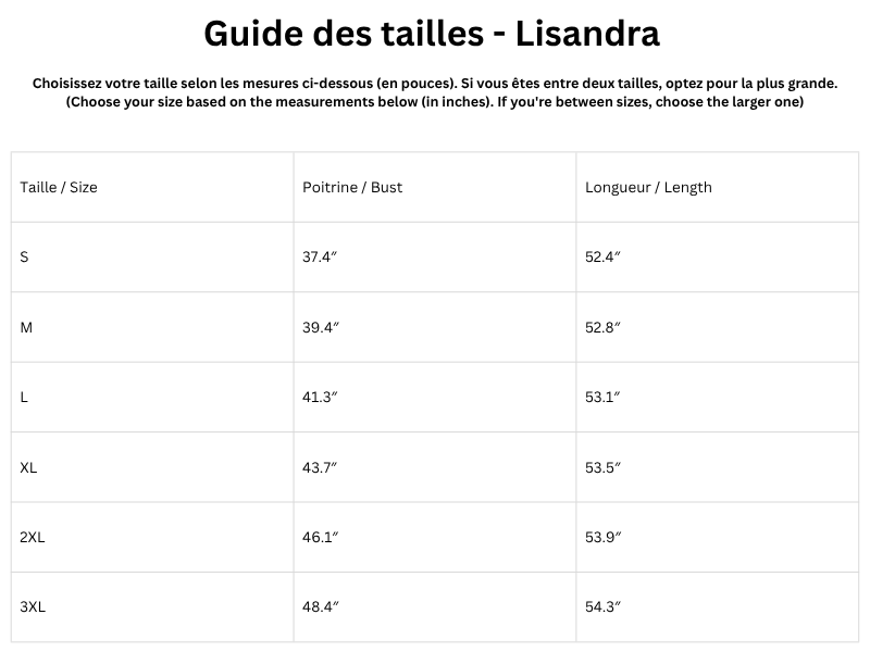 Guide des tailles
