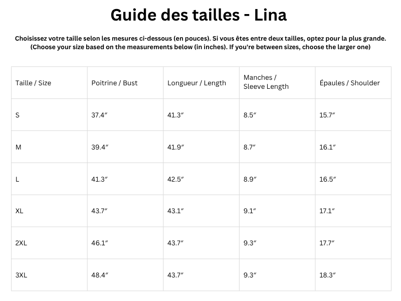 Guide des tailles