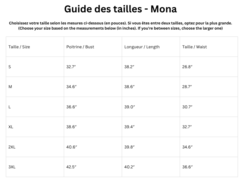 Guide des tailles