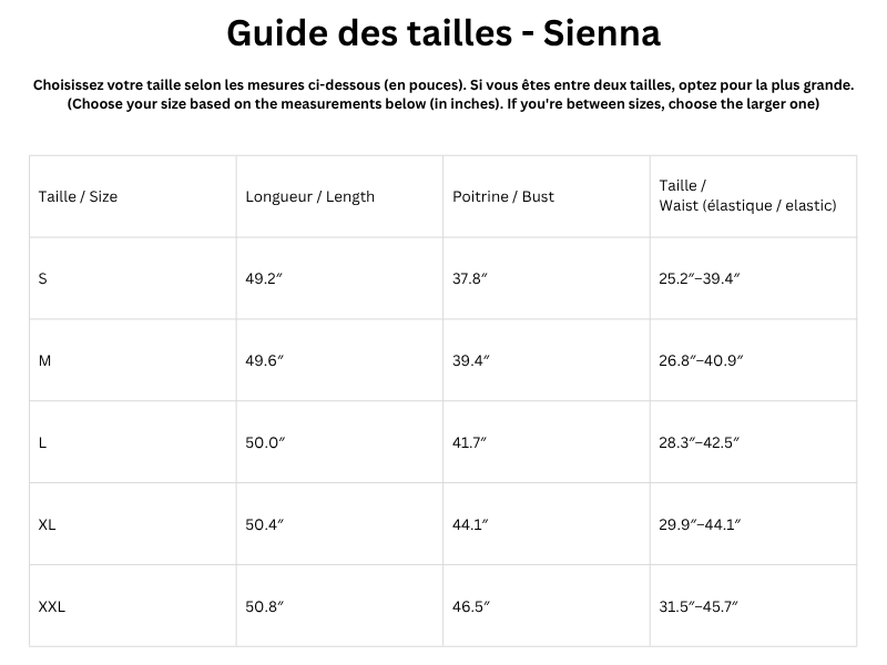 Guide des tailles