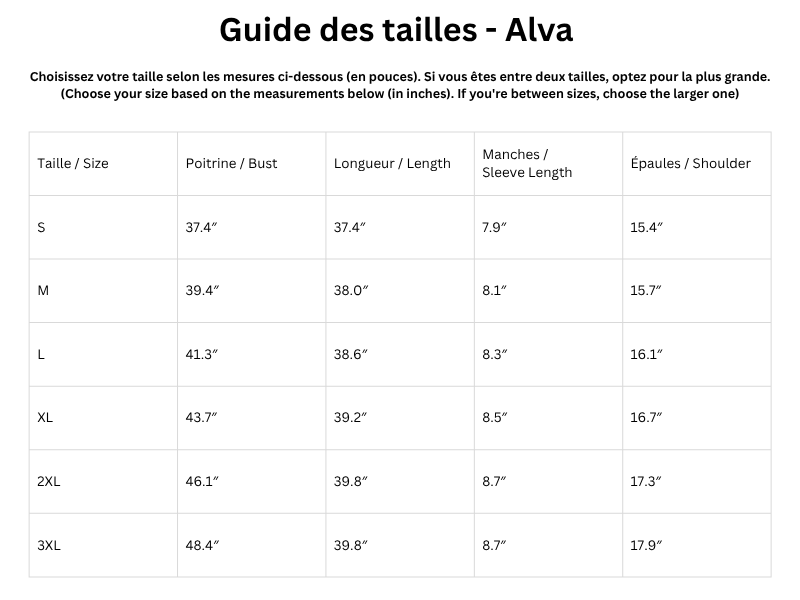 Guide des tailles