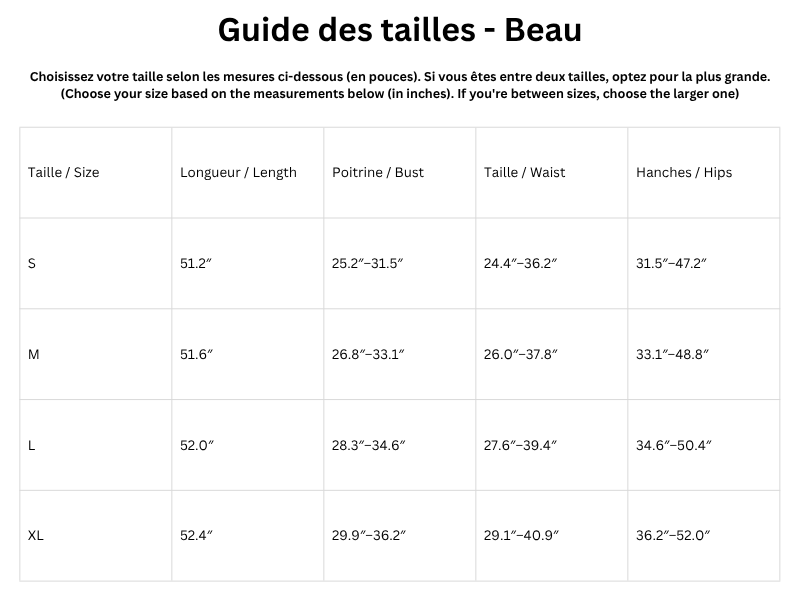 Guide des tailles