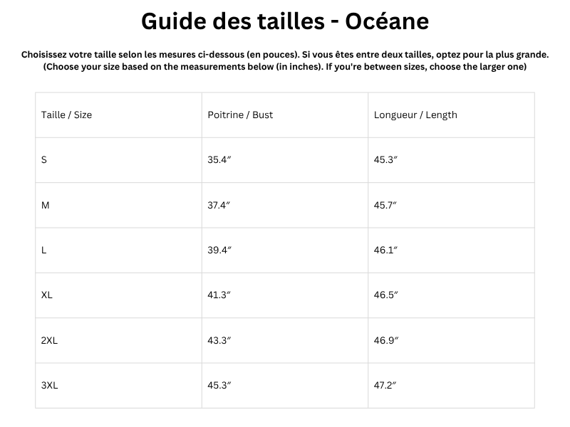Guide des tailles