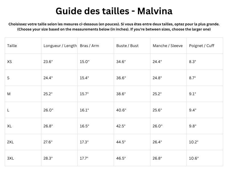 Guide des tailles