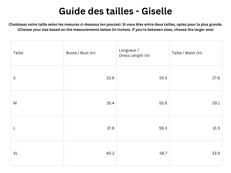 Guide des tailles