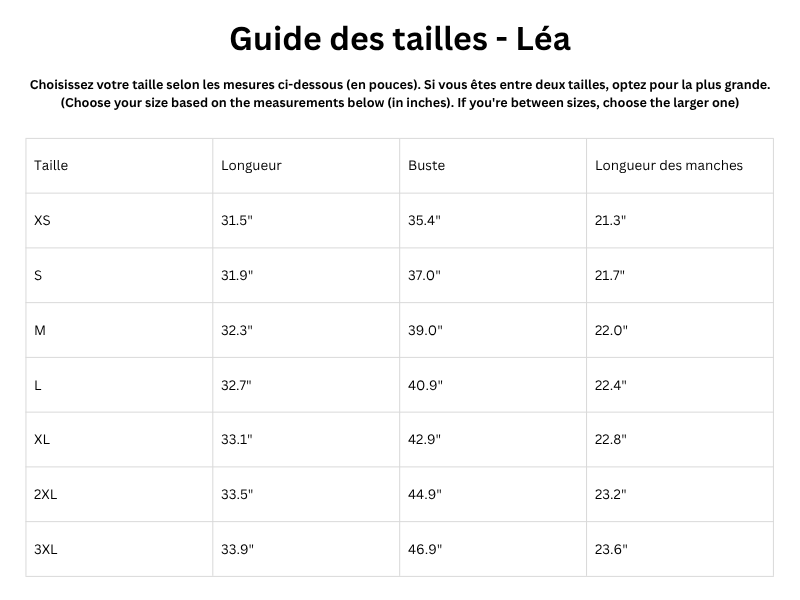 Guide des tailles