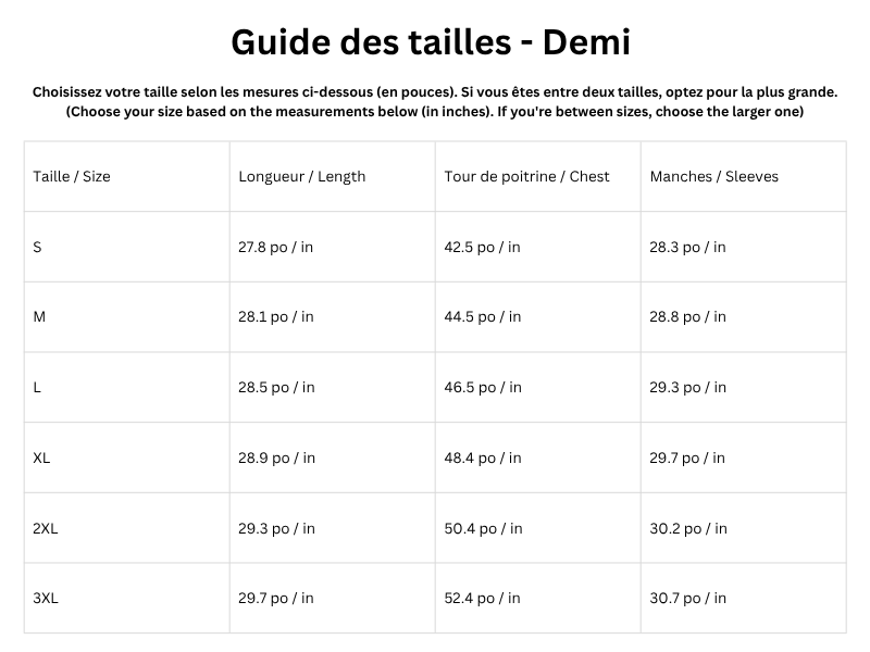 Guide des tailles