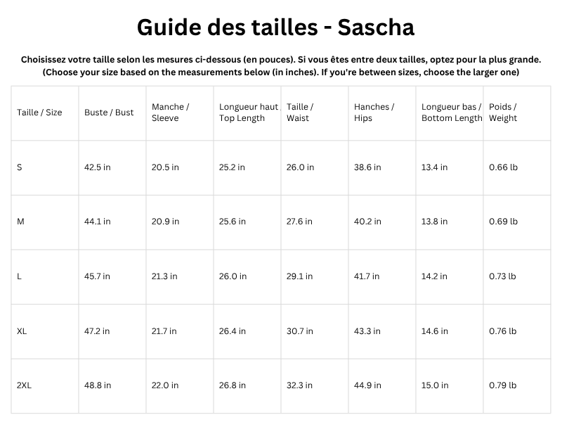 Guide des tailles