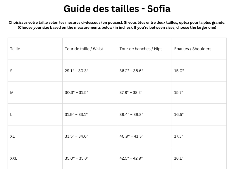 Guide des tailles