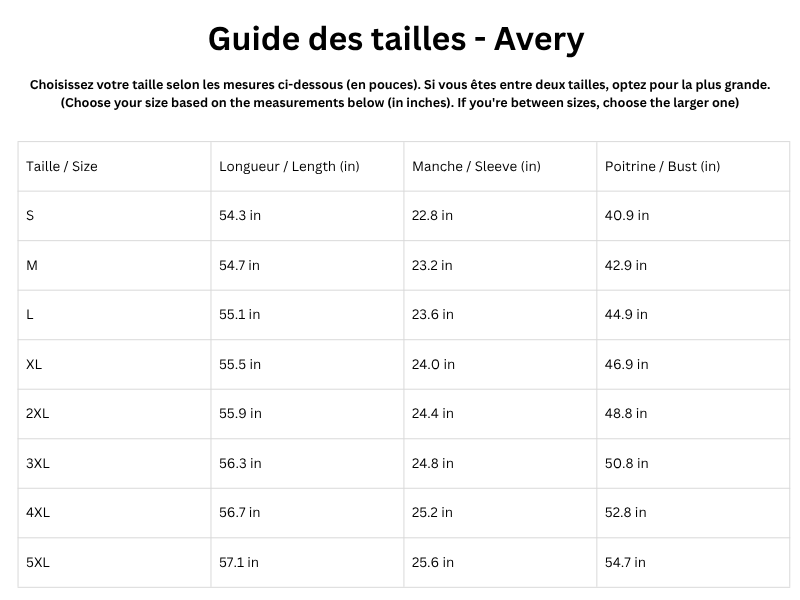 Guide des tailles