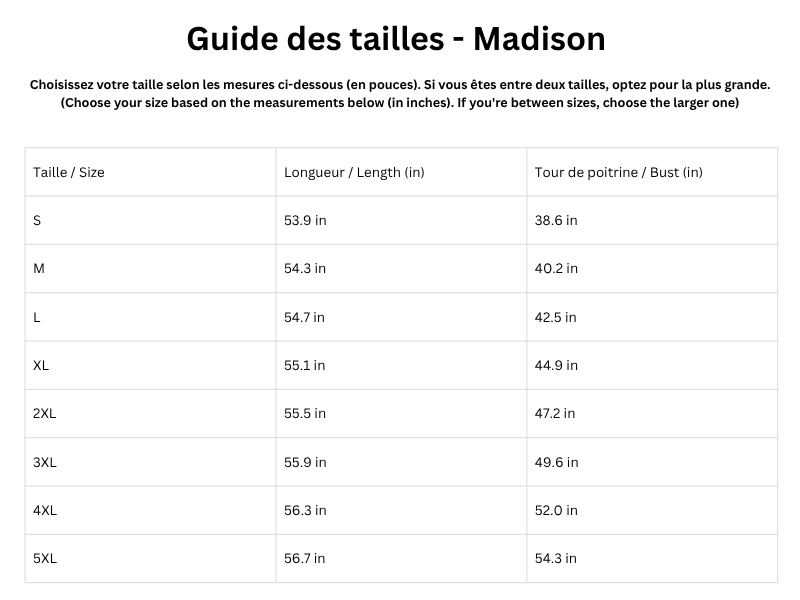 Guide des tailles