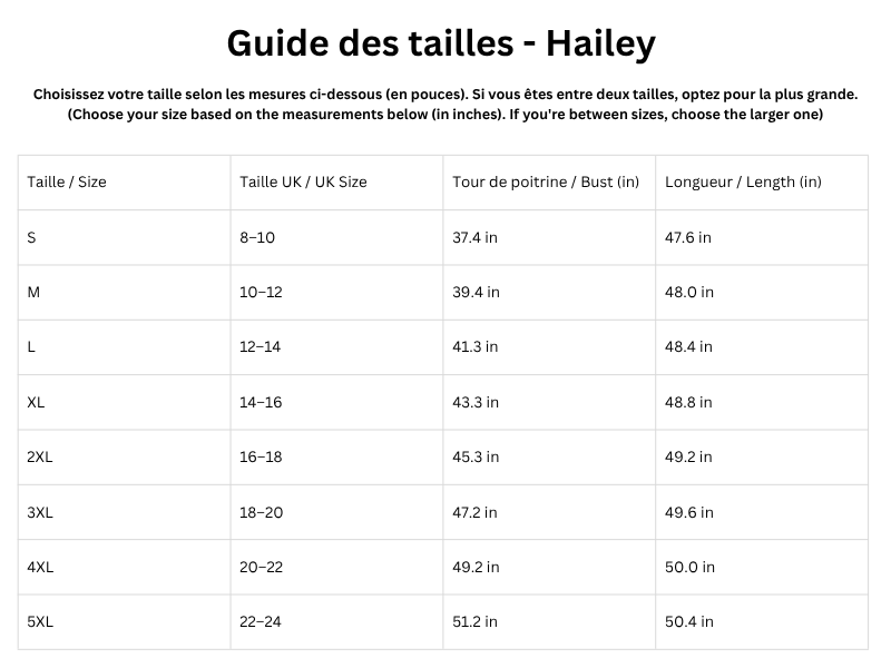 Guide des tailles