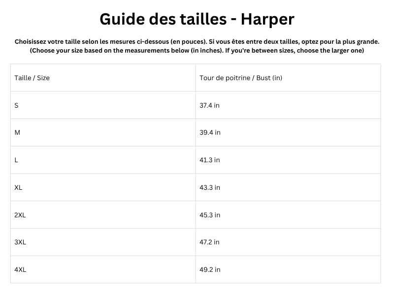 Guide des tailles