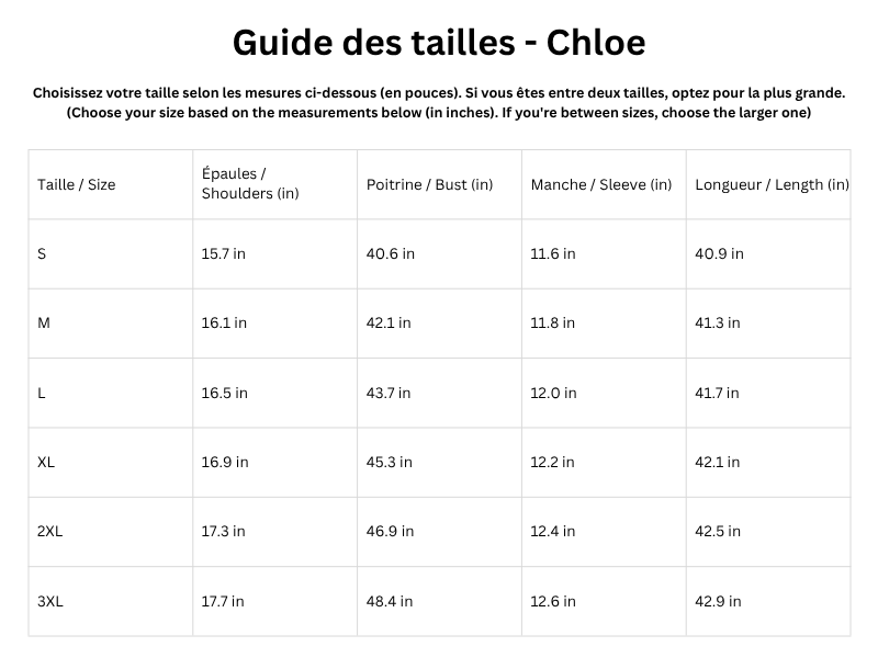 Guide des tailles