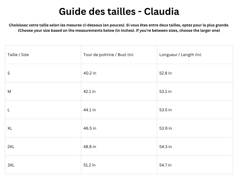 Guide des tailles