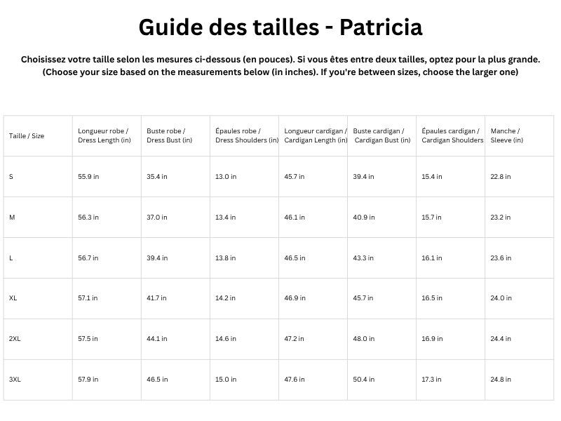 Guide des tailles