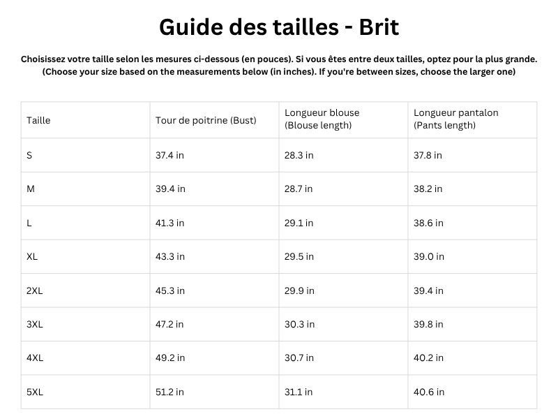 Guide des tailles