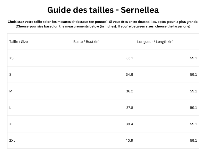 Guide des tailles