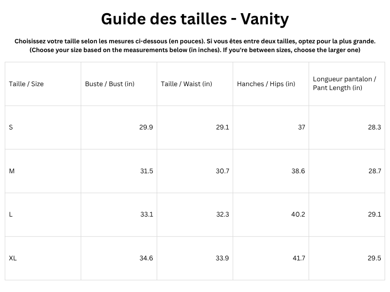 Guide des tailles
