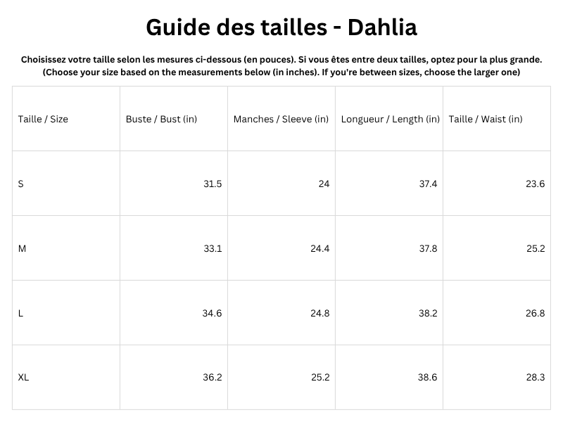 Guide des tailles