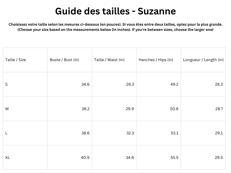 Guide des tailles