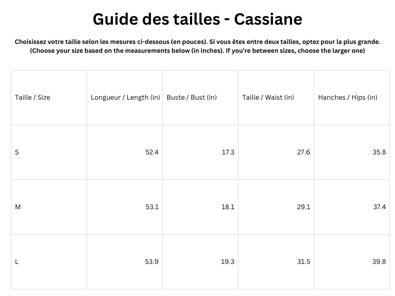 Guide des tailles